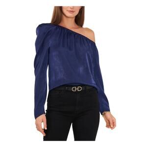 Vince Camuto Womens Elastic Neck Off-The-Shoulder Blouse Navy, US XL